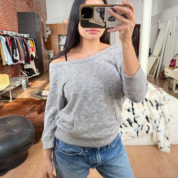 aerie Tops - Heather Grey Scoop Neck Sweatshirt Slouchy Lounge Athleisure Minimalist